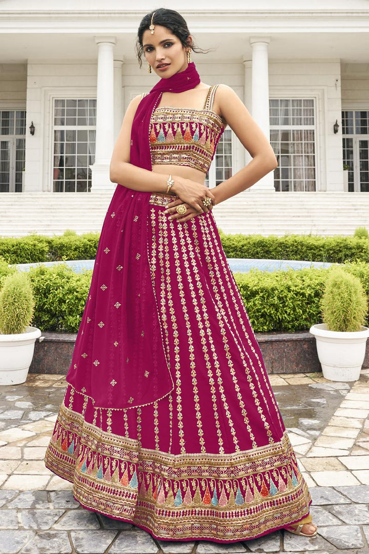 Georgette Fabric Rani Color Stunning Vartika Sing Lehenga