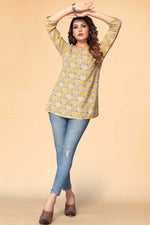 Load image into Gallery viewer, Yellow Color Wonderful Short length kurti In Rayon Fabric
