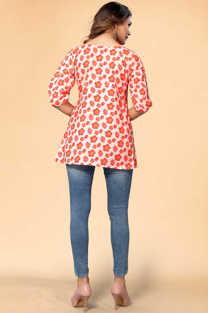 Rayon Fabric Beguiling Short length kurti In Pink Color