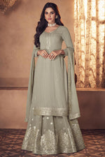 Load image into Gallery viewer, Cream Georgette Fabric Function Wear Embroidered Sharara Suit
