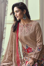 Load image into Gallery viewer, Satin Printed Casual Beatific Salwar Suit In Chikoo Color
