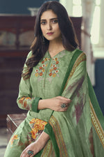 Load image into Gallery viewer, Casual Green Inventive Printed Salwar Suit In Satin Fabric

