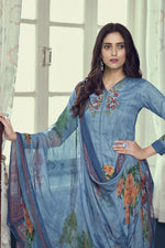 Load image into Gallery viewer, Satin Printed Blue Casual Winsome Salwar Suit
