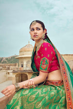 Load image into Gallery viewer, Gorgeous Multi Color Weaving Work Sangeet Wear Lehenga Choli In Silk Fabric
