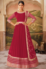 Load image into Gallery viewer, Georgette Fabric Function Wear Red Color Embroidered Anarkali Suit
