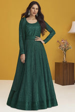 Load image into Gallery viewer, Green Color Art Silk Fabric Adroit Embroidered Anarkali Suit
