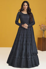 Load image into Gallery viewer, Black Color Art Silk Fabric Incredible Embroidered Anarkali Suit
