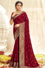 Load image into Gallery viewer, Maroon Color Fancy Fabric Festive Look Awesome Weaving Work Saree
