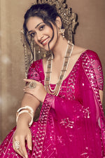 Load image into Gallery viewer, Rani Color Net Fabric Fancy Sequins Work Wedding Wear Lehenga Choli
