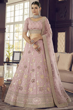 Load image into Gallery viewer, Fetching Pink Color Thread Embroidered Sangeet Wear Lehenga Choli In Organza Fabric
