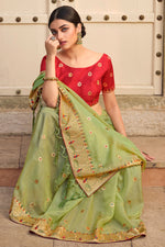 Load image into Gallery viewer, Sea Green Color Special Art Silk Saree With Embroidered Work
