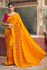 Load image into Gallery viewer, Yellow Color Coveted Art Silk Saree With Embroidered Work
