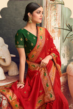 Load image into Gallery viewer, Embroidered Work On Maroon Color Amazing Art Silk Saree
