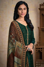 Load image into Gallery viewer, Dark Green Color Remarkable Stone Work On Chinon Fabric Party Wear Salwar Suit
