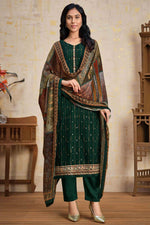 Load image into Gallery viewer, Dark Green Color Remarkable Stone Work On Chinon Fabric Party Wear Salwar Suit
