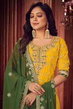 Load image into Gallery viewer, Yellow Color Georgette Fabric Function Wear Embroidered Palazzo Suit