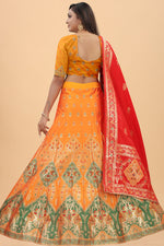 Load image into Gallery viewer, Orange Color Art Silk Fabric Beguiling Banarasi Style Lehenga
