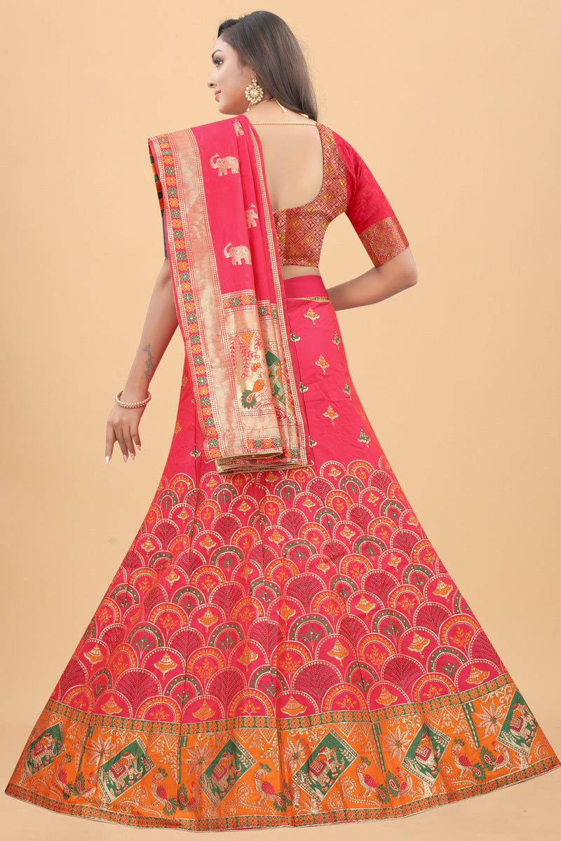 Rani Color Function Wear Classic Banarasi Silk Lehenga