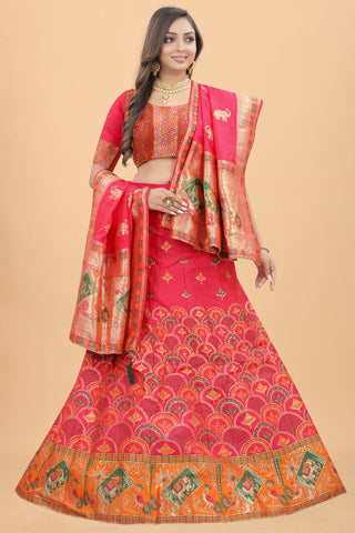 Rani Color Function Wear Classic Banarasi Silk Lehenga