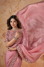 Load image into Gallery viewer, Wedding Wear Banarasi Silk Fabric Pink Sequins Work Saree
