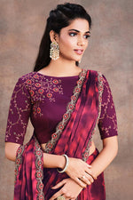 Load image into Gallery viewer, Pink Color Crepe Fabric Party Look Wonderful Lace Work Saree
