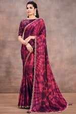 Load image into Gallery viewer, Pink Color Crepe Fabric Party Look Wonderful Lace Work Saree
