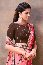 Load image into Gallery viewer, Pink Color Party Style Lace Work Aristocratic Saree In Satin Fabric
