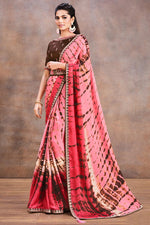 Load image into Gallery viewer, Pink Color Party Style Lace Work Aristocratic Saree In Satin Fabric

