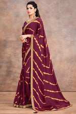 Load image into Gallery viewer, Satin Fabric Party Style Lace Work Beatific Saree In Brown Color
