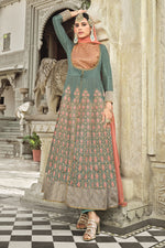 Load image into Gallery viewer, Alluring Grey Color Art Silk Fabric Function Wear Anarkali Suit With Embroidered Work
