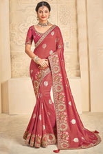 Load image into Gallery viewer, Red Color Embroidered Art Silk Fabric Function Look Saree
