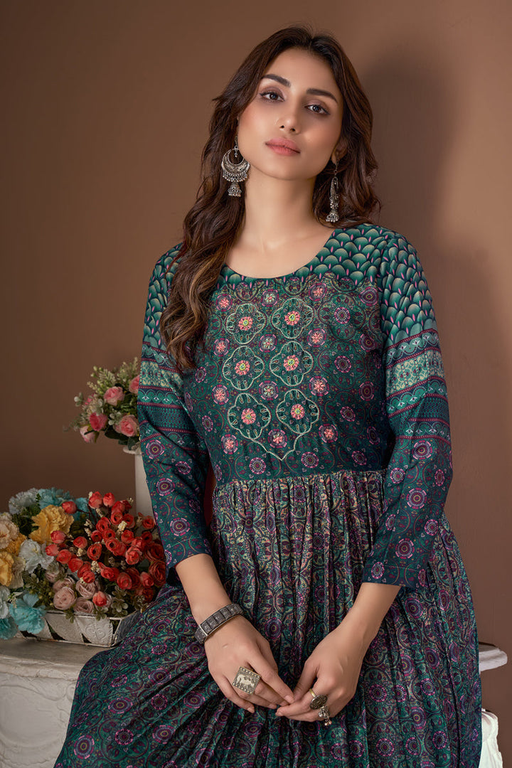 Multi Color Ceremonial Viscose Festive Readymade Kurti