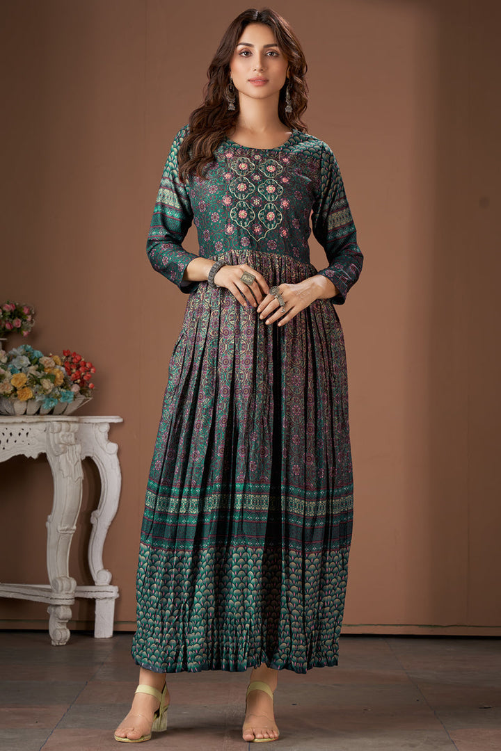 Multi Color Ceremonial Viscose Festive Readymade Kurti