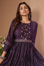 Load image into Gallery viewer, Purple Color Printed Work Viscose Festive Readymade Kurti
