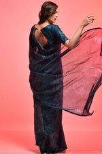 Load image into Gallery viewer, Party Look Teal Color Chiffon Fabric Saree With Imperial Sequins Work

