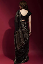 Load image into Gallery viewer, Black Color Fantastic Georgette Fabric Party Style Saree With Sequins Work
