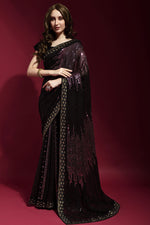 Load image into Gallery viewer, Appealing Sequins Work On Georgette Fabric Party Style Saree In Pink Color
