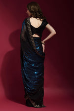Load image into Gallery viewer, Sequins Work On Blue Color Aristocratic Georgette Fabric Party Style Saree
