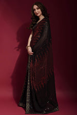 Load image into Gallery viewer, Sequins Work On Captivating Georgette Fabric Party Style Saree In Red Color
