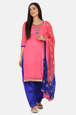 Load image into Gallery viewer, Cotton Fabric Embroidered Patiala Salwar Suit In Pink Color
