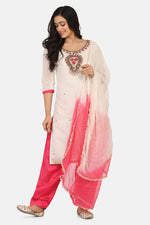 Load image into Gallery viewer, Beige Color Cotton Fabric Embroidered Office Wear Patiala Salwar Kameez
