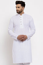 Load image into Gallery viewer, White Color Cotton Fabric Festive Wear Embroidered Readymade Men Kurta
