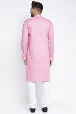 Load image into Gallery viewer, Pink Color Cotton Fabric Function Wear Readymade Kurta Pyjama For Men

