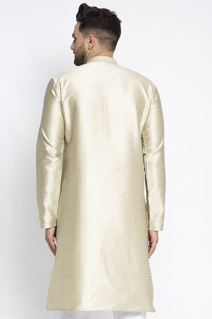 Beige Color Silk Fabric Sangeet Wear Readymade Kurta For Men