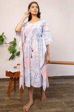 Load image into Gallery viewer, Sky Blue Color Cotton Fabric Casual Wear Luminous Kaftan
