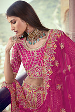 Load image into Gallery viewer, Silk Fabric Magenta Color Embroidered Bridal Lehenga Choli With Double Dupatta
