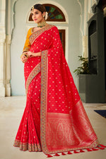 Load image into Gallery viewer, Red Color Silk Fabric Designer Weaving Work Function Wear Saree

