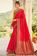 Load image into Gallery viewer, Silk Fabric Festive Wear Red Color Weaving Work Saree
