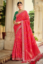 Load image into Gallery viewer, Silk Fabric Reception Wear Pink Color Weaving Work Saree
