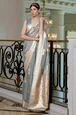 Load image into Gallery viewer, Sangeet Wear Art Silk Fancy Weaving Work Saree In Grey Color
